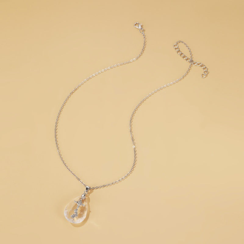 Simple Wild Cross Drop Pendant Necklace