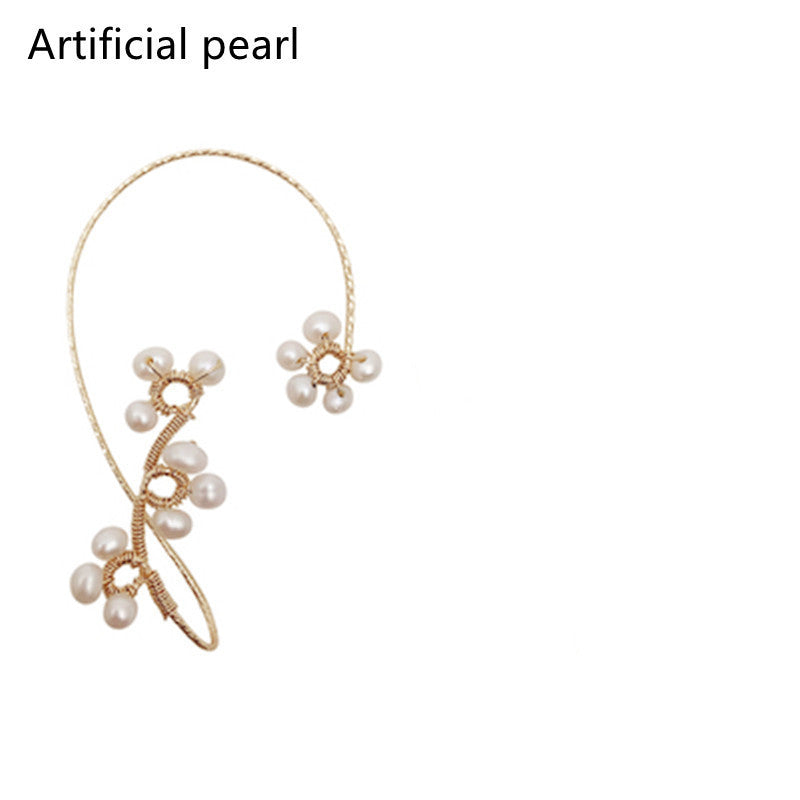 Hand-woven Flower Pearl Earrings
