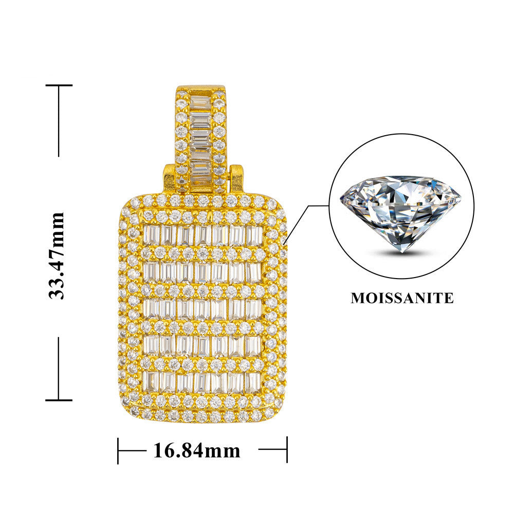 Hip Hop Iced Out Moissanite Rectangle Pendant