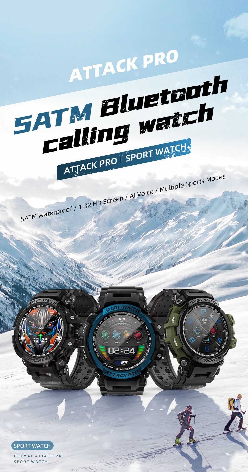ATTACK Pro 1.32 inch BT5.1 Smart Sport Watch