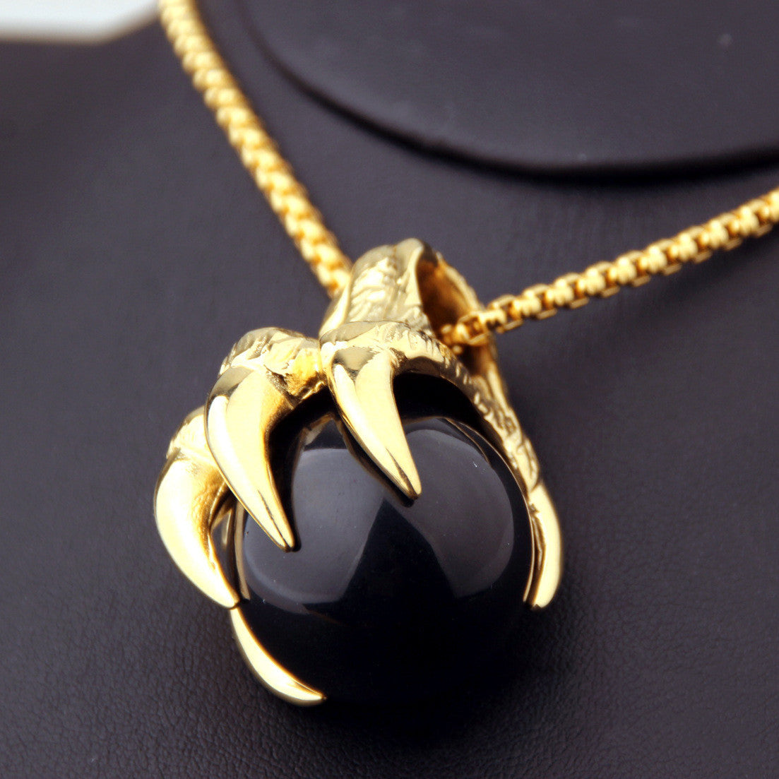 Striking Claw Holding Ball Pendant Necklace