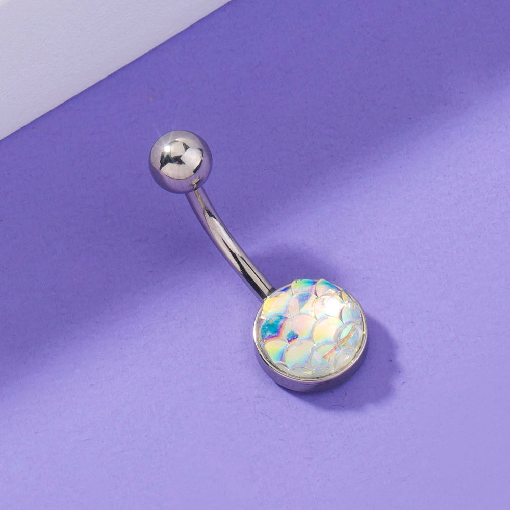 Mermaid Scale Zircon Belly Button Ring