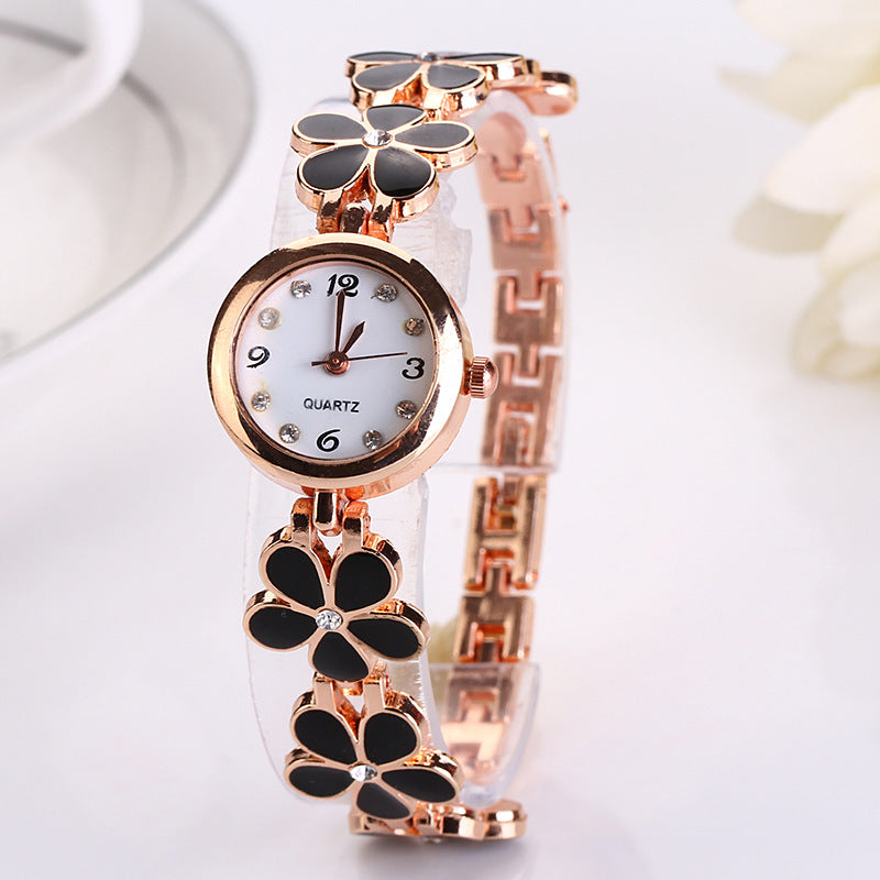 Elegant Floral Bracelet Strap Quartz Watch