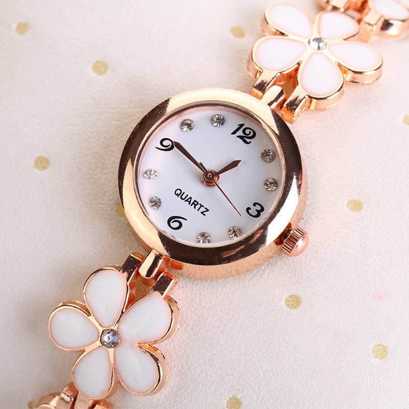 Elegant Floral Bracelet Strap Quartz Watch