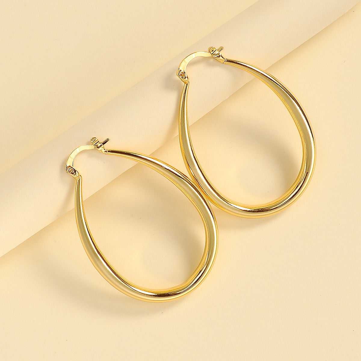 Geometric Oval Electroplated Earrings