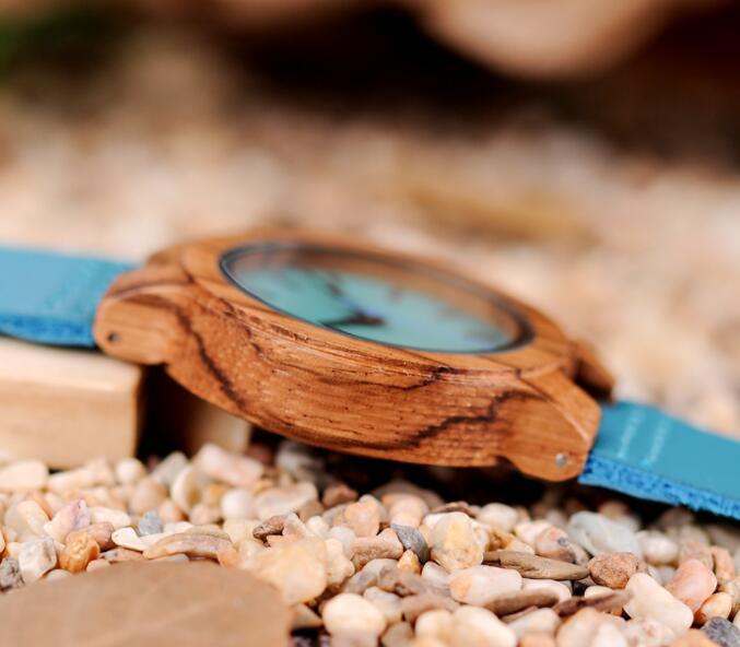 Natural Ebony & Leather Couple's Watch