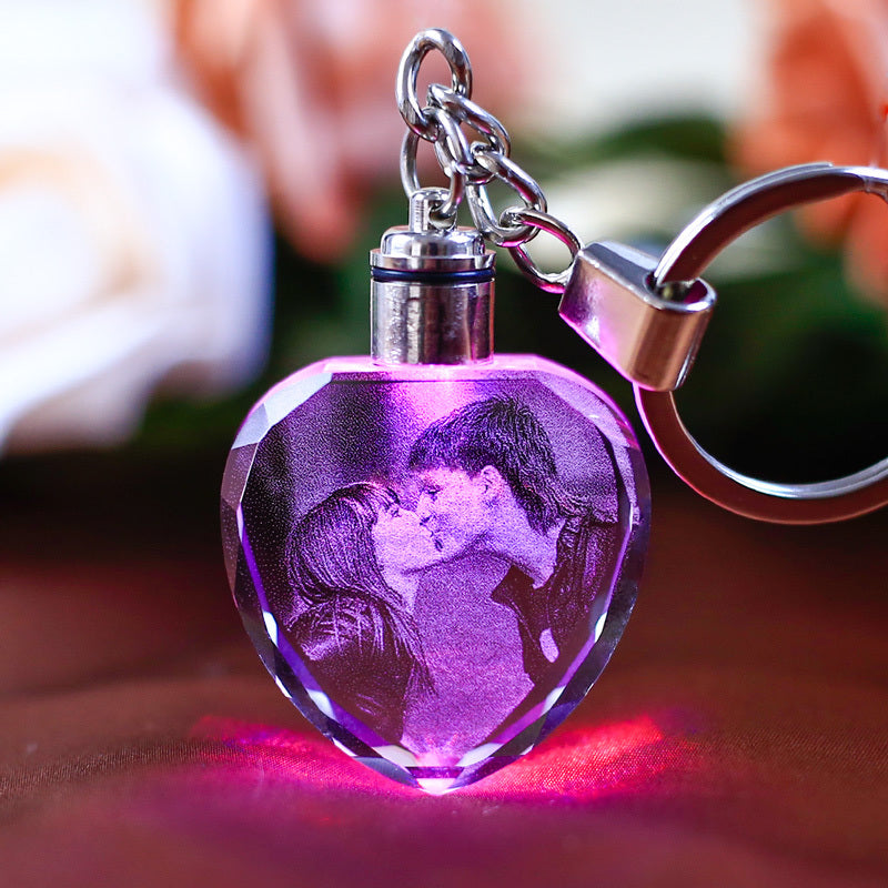 Custom K9 Crystal LED Keychain - Personalized Photo Frame Key Ring