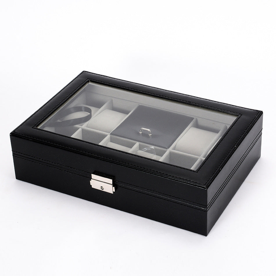 PU Leather & Wood Jewelry Storage Box