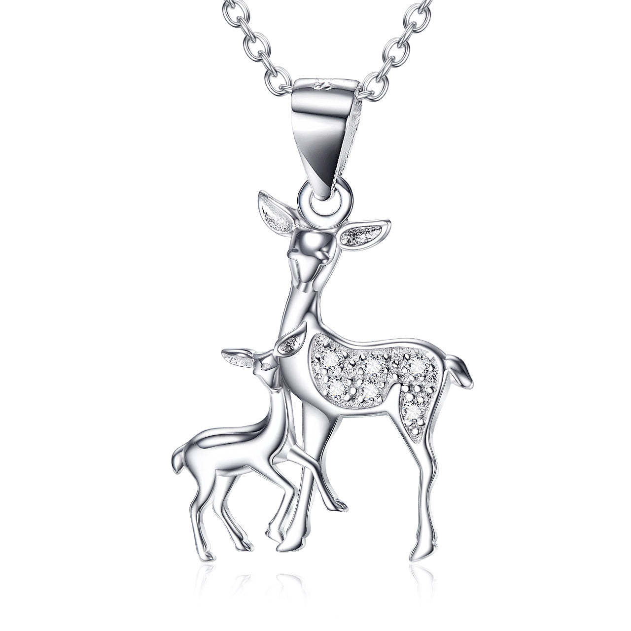 Elegant Fawn Pendant Necklace 925 Sterling Silver