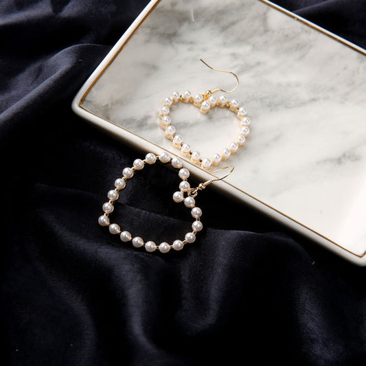 Pearl Heart Dangle Earrings