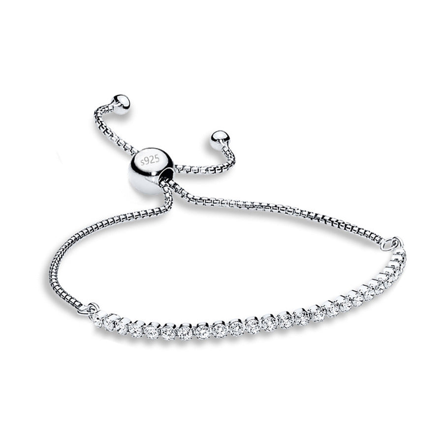 Adjustable Tennis Bracelet 925 Sterling Silver 5A Cubic Zirconia