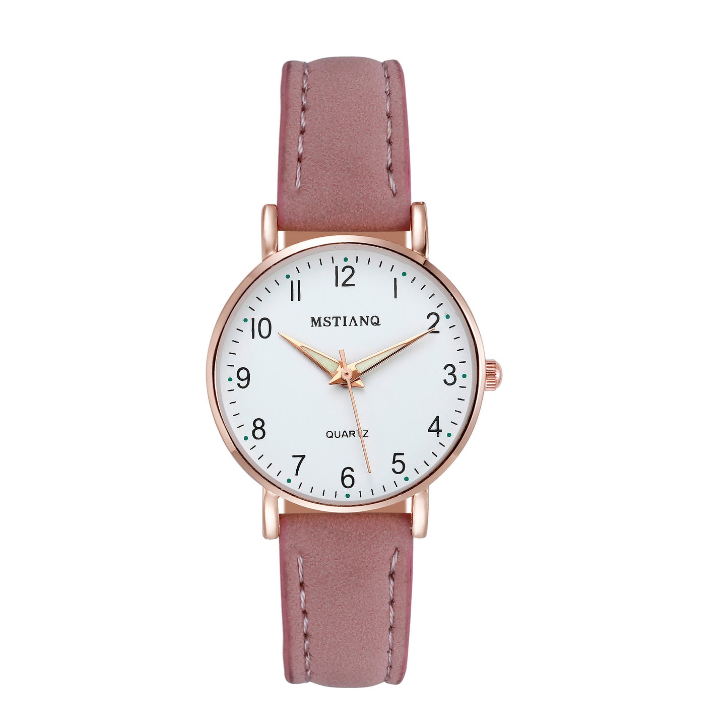 Women's Round Dial Faux Leather Quartz Watch