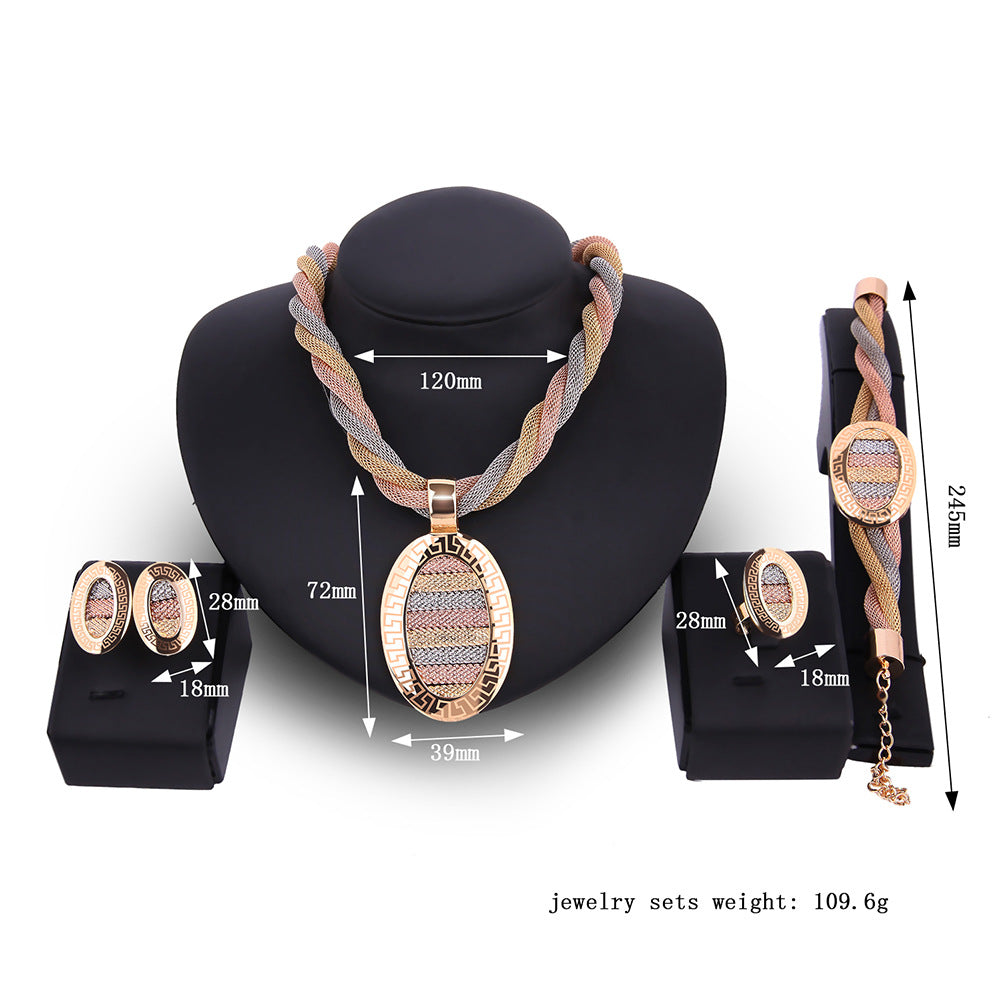 Four-piece Necklace Earrings And Bracelets