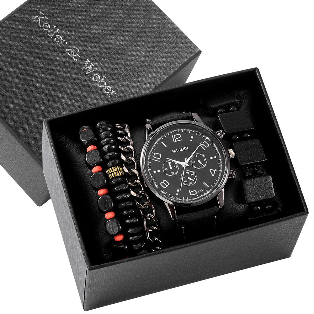 Men's Quartz Watch & Bracelet Gift Set: Casual & Stylish