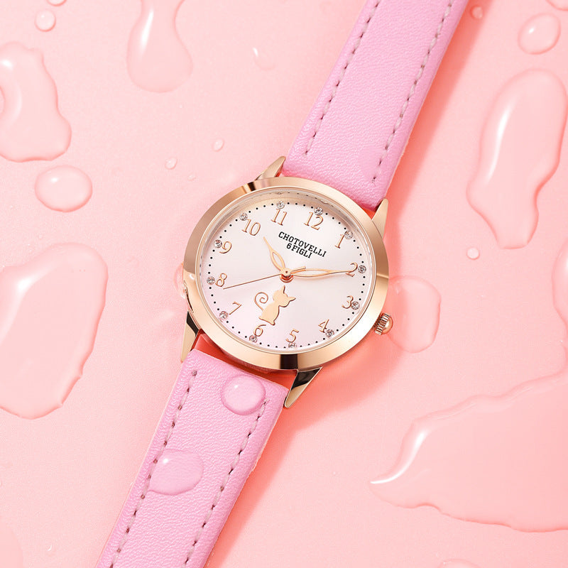 Kids' Rhinestone & Leather Quartz Watch