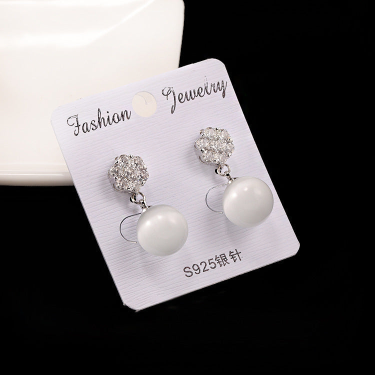 Pearl Multi-Tone Gold Plated Stud Dangle Earrings