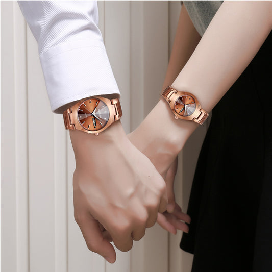 Coffee Gold Luminous Couple Watch