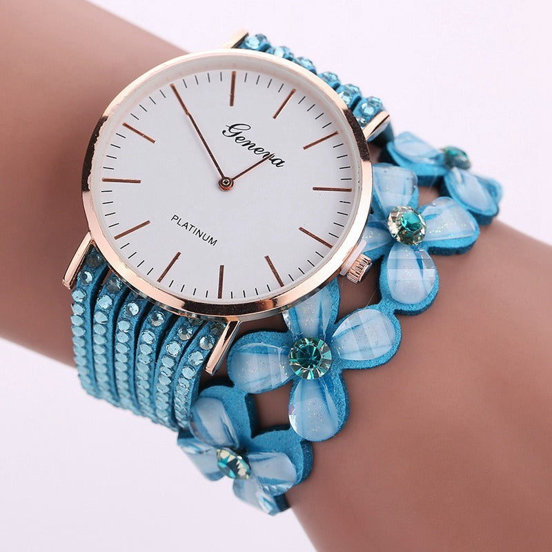Sparkling Floral Quartz Wristwatch