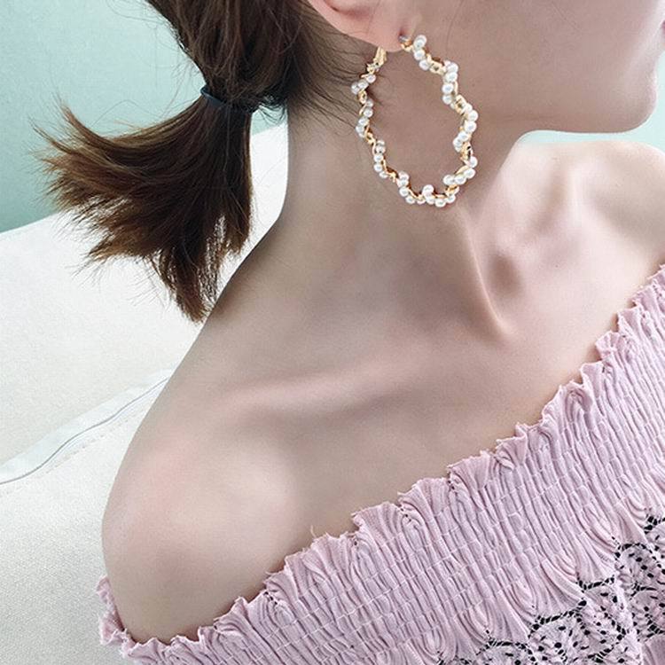 Twisted Pearl Hoop Earrings