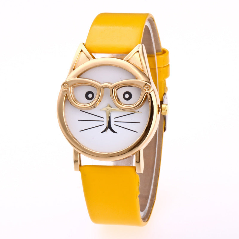 Adorable Cartoon Cat Face Children's Watch