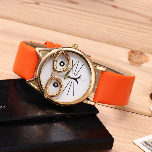 Adorable Cartoon Cat Face Children's Watch