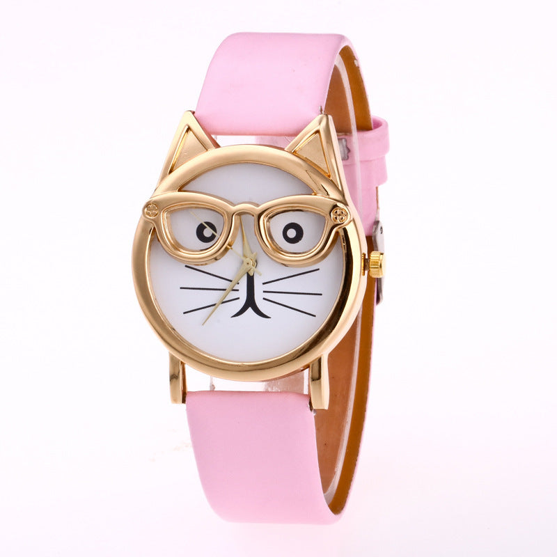 Adorable Cartoon Cat Face Children's Watch