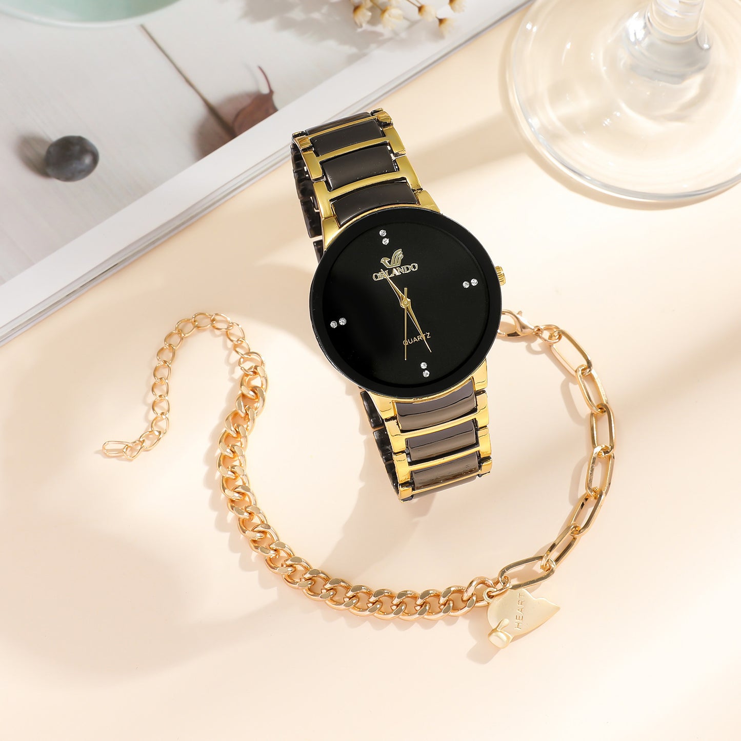 Heartfelt Duo: Couple's Watch & Bracelet Set