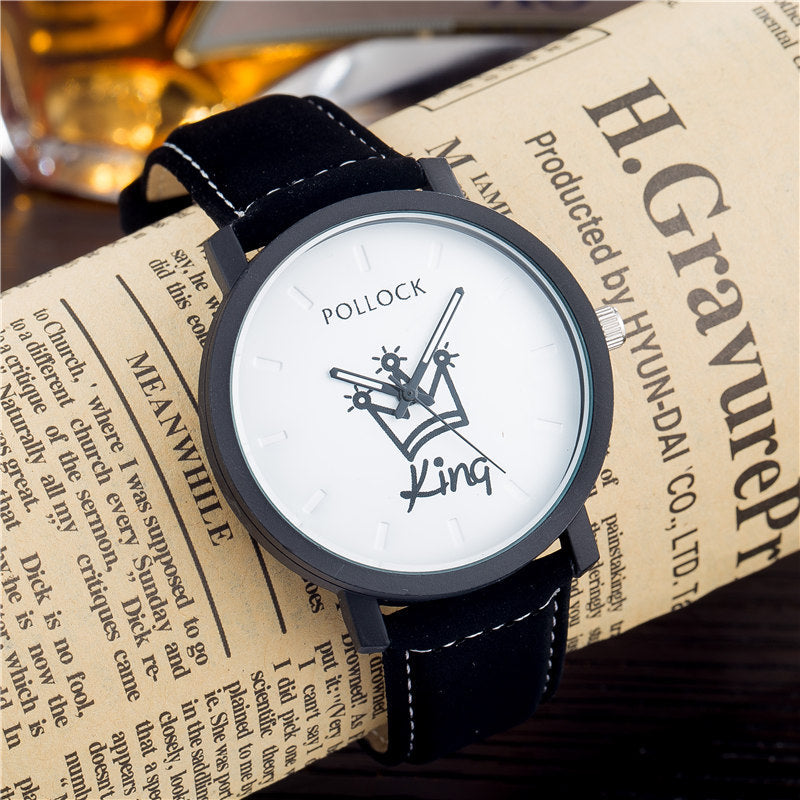 Elegant "King Queen" Couple Watch Set