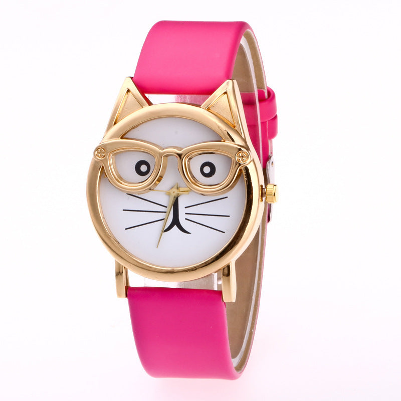 Adorable Cartoon Cat Face Children's Watch