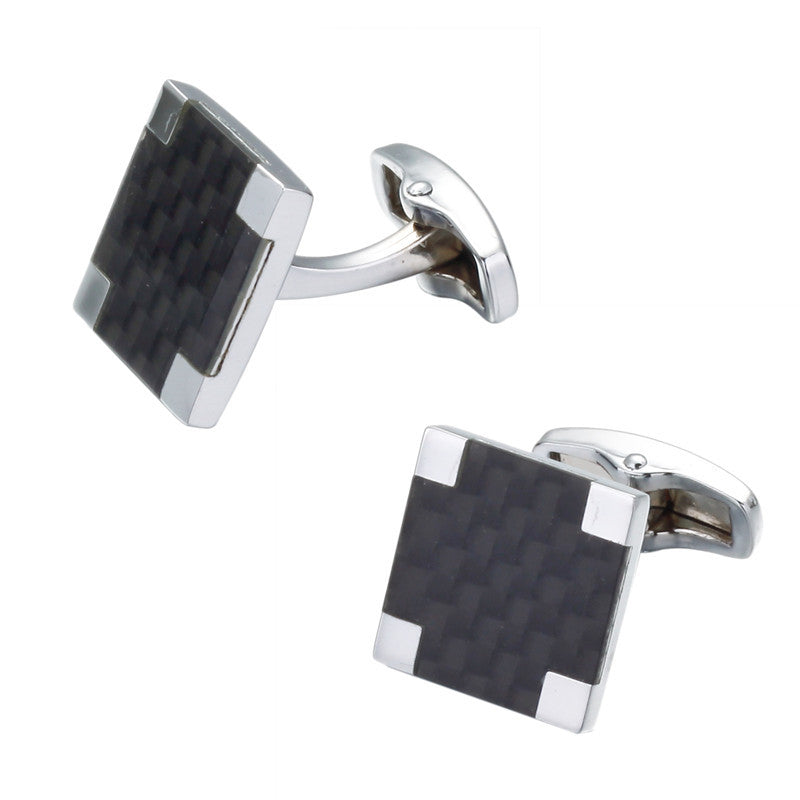 High Quality French Style Black Carbon Fiber Cufflinks for Men