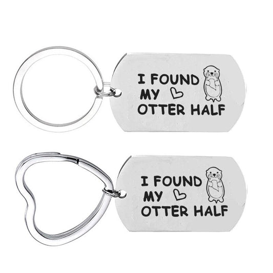 Stainless Steel Couple Keychain Set