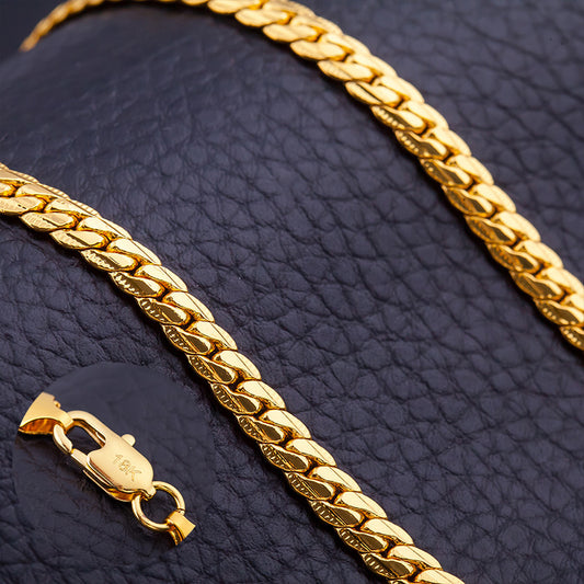 Lustrous 18K Gold Plated Snake Chain Necklace
