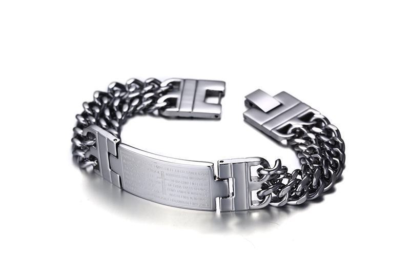 Men's Titanium Steel Cross Scripture Bracelet