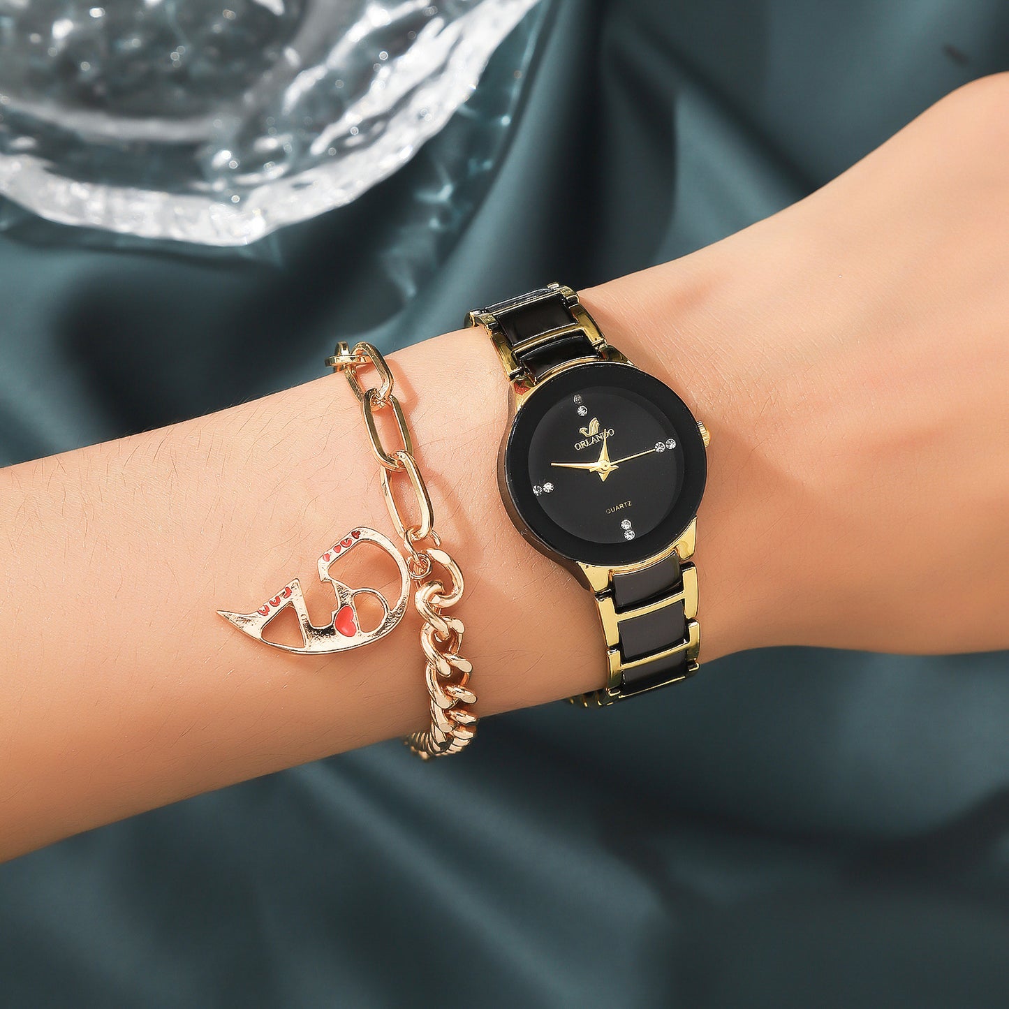 Heartfelt Duo: Couple's Watch & Bracelet Set
