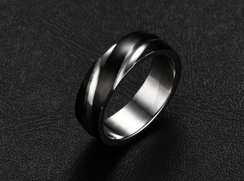 Men's Bicolor Titanium Steel Twill Ring