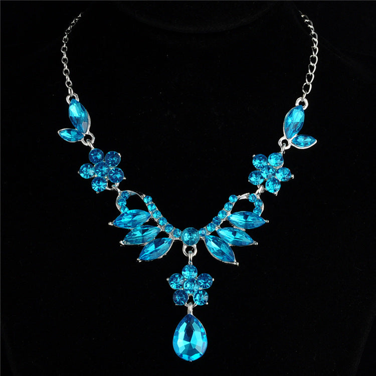 Radiant Simulated Diamond Bridal Jewelry Set