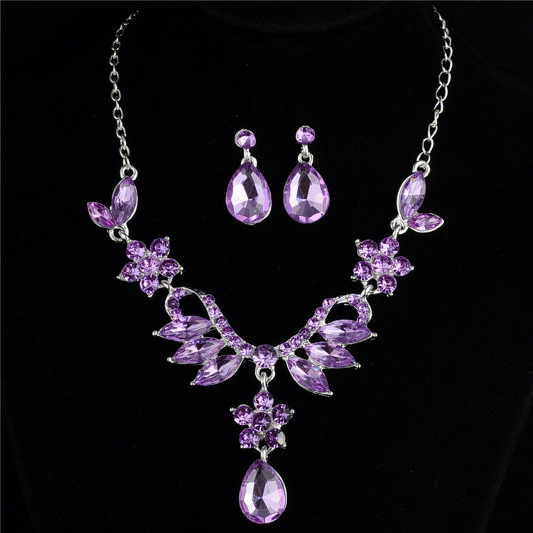 Radiant Simulated Diamond Bridal Jewelry Set