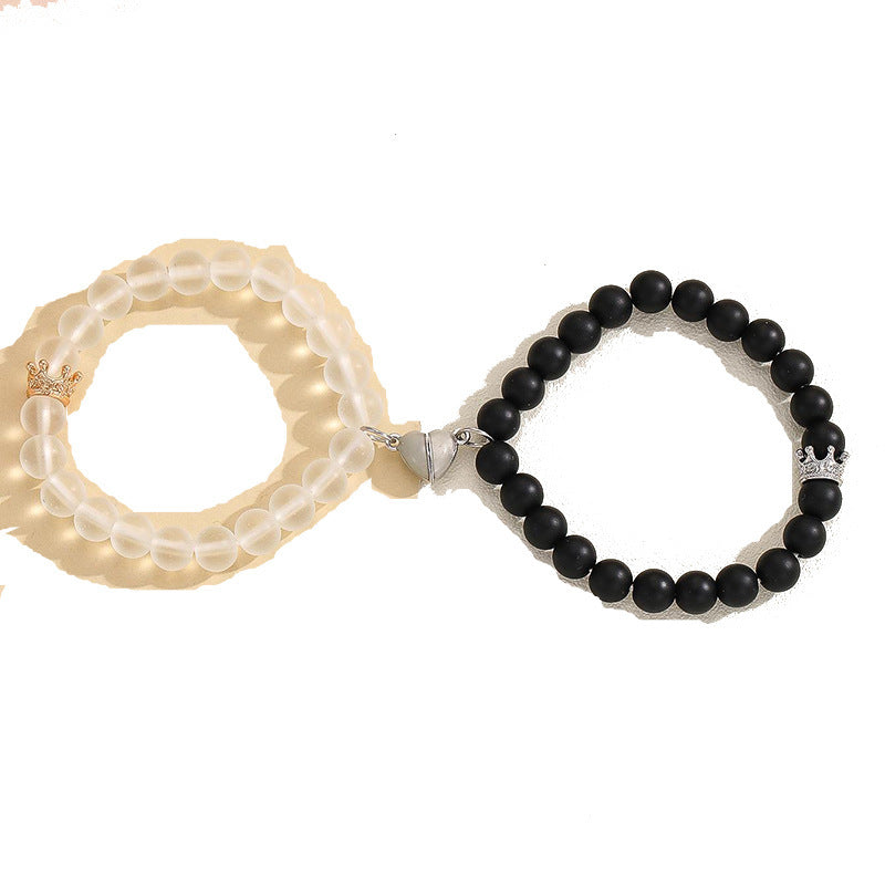 Luminescent Crown Charm Couple Bracelet Set