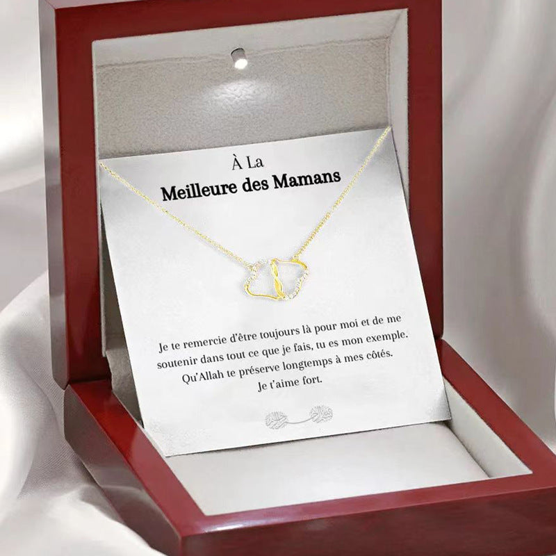 Double Heart Love Necklace - Rhinestone Inlaid Zircon Mother's Valentine's Day Gift
