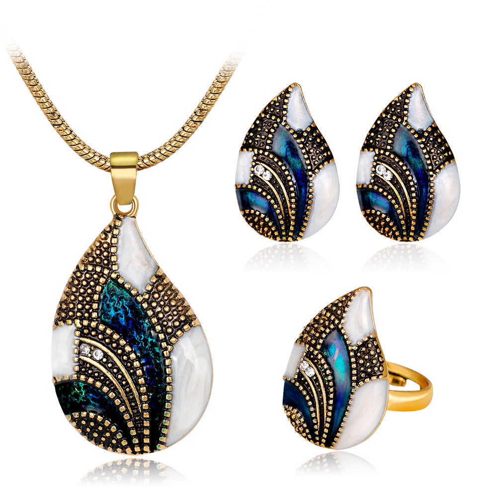 Elegant Paua Shell Water Drop Jewelry Set