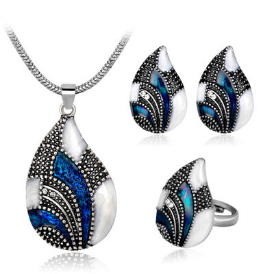 Elegant Paua Shell Water Drop Jewelry Set