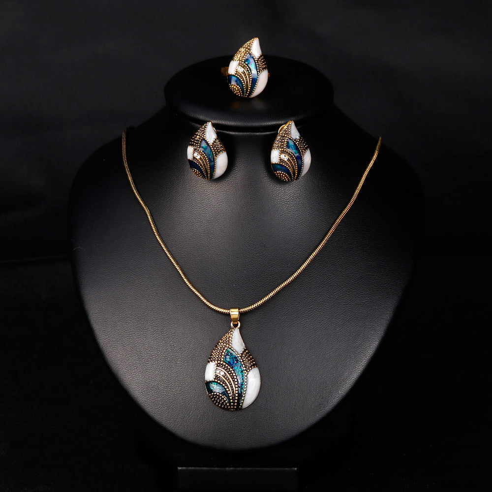 Elegant Paua Shell Water Drop Jewelry Set