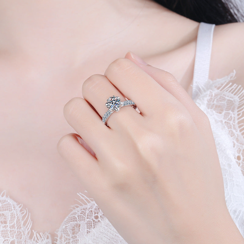 Sterling Silver Simulated Diamond Floral Ring