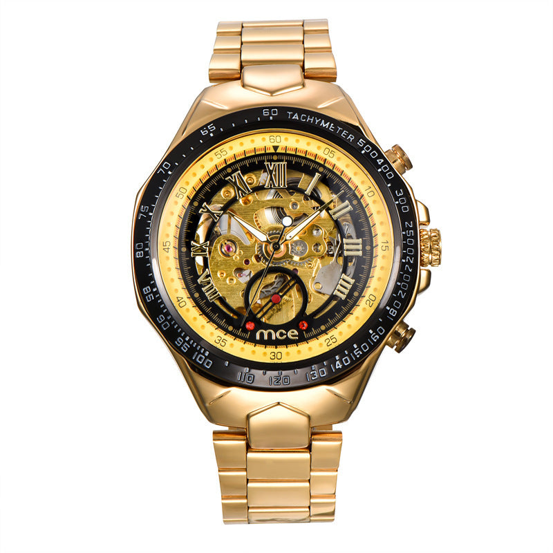 Men's Luxury Gold Skeleton Automatic Mechanical Watch