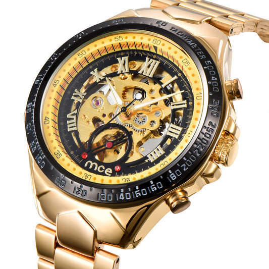 Men's Luxury Gold Skeleton Automatic Mechanical Watch