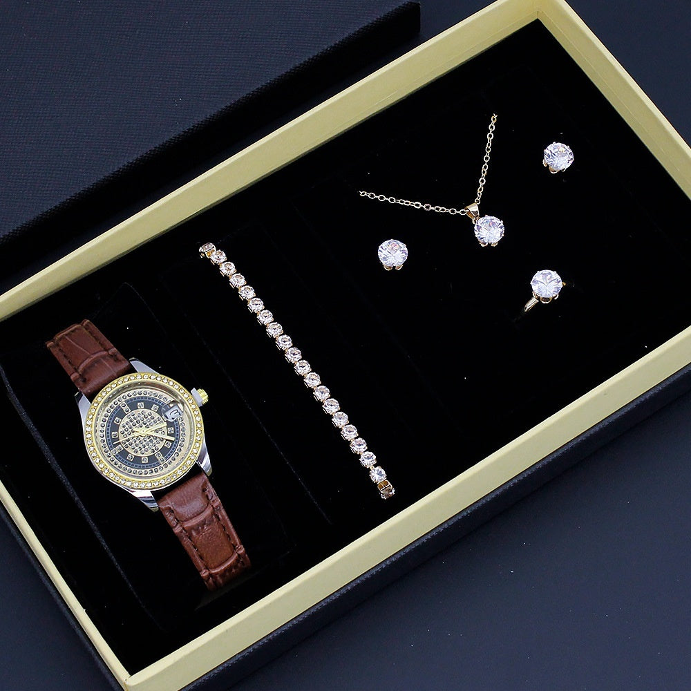 Elegant Women's Watch & Jewelry Gift Set