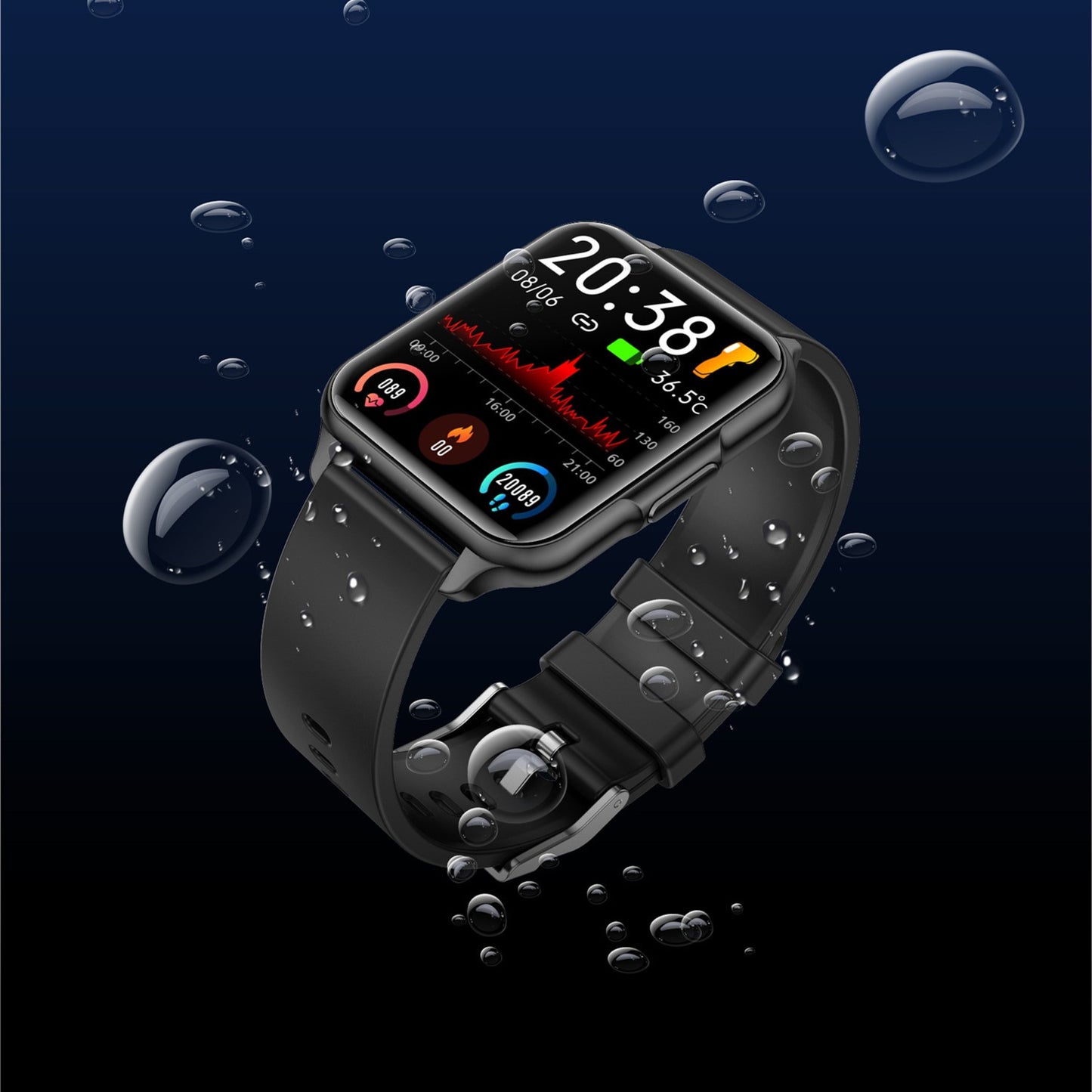 Sports Health Smartwatch: Temperature, Heart Rate & Waterproof