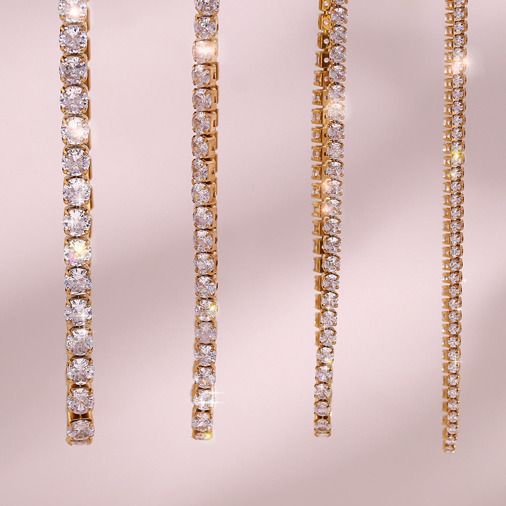 Sleek Gold-Plated Stainless Steel & Zircon Fashion Necklace and Bracelet