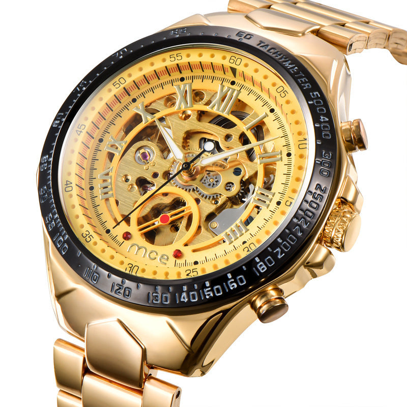 Men's Luxury Gold Skeleton Automatic Mechanical Watch
