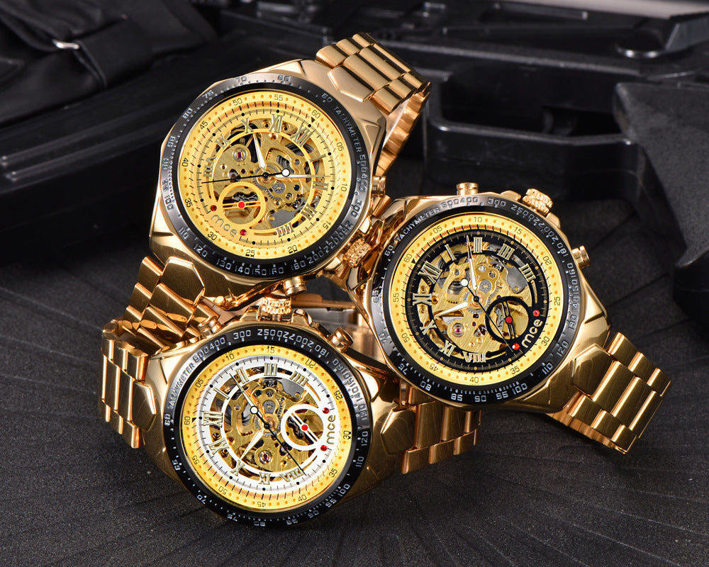 Men's Luxury Gold Skeleton Automatic Mechanical Watch